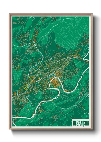 Une affiche de carte sur Besançon