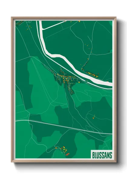 Une affiche de carte sur Blussans