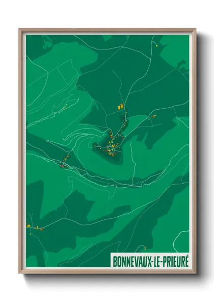 Une affiche de carte sur Bonnevaux-le-Prieuré