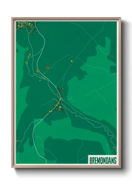 Une affiche de carte sur Bremondans