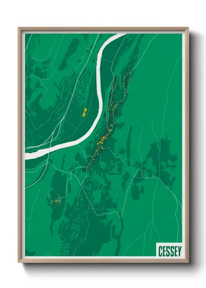 Une affiche de carte sur Cessey