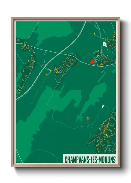 Une affiche de carte sur Champvans-les-Moulins