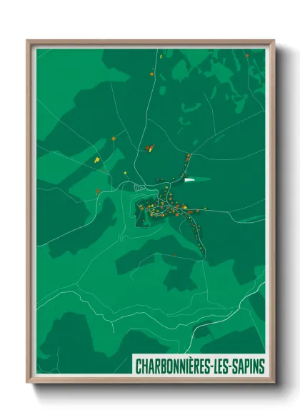 Une affiche de carte sur Charbonnières-les-Sapins