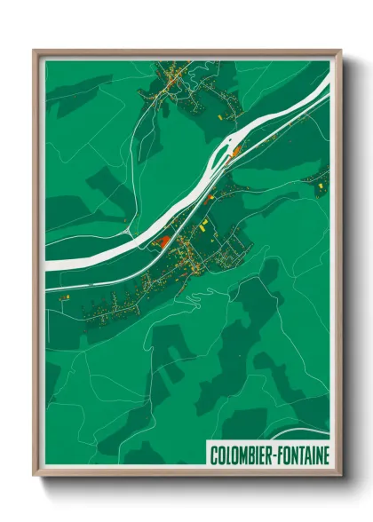 Une affiche de carte sur Colombier-Fontaine