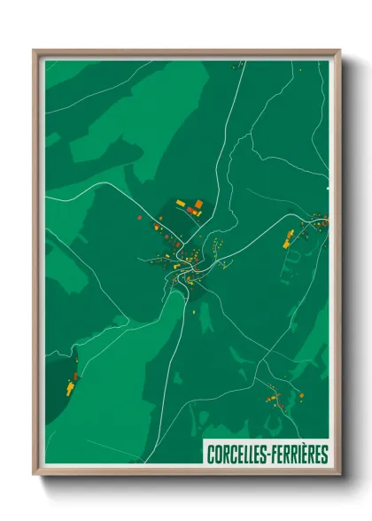 Une affiche de carte sur Corcelles-Ferrières