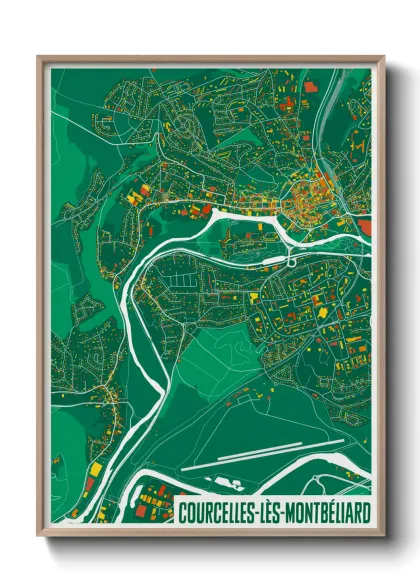 Une affiche de carte sur Courcelles-lès-Montbéliard