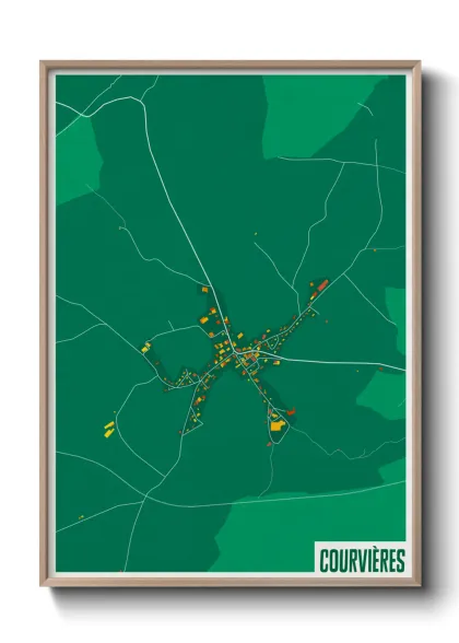 Une affiche de carte sur Courvières