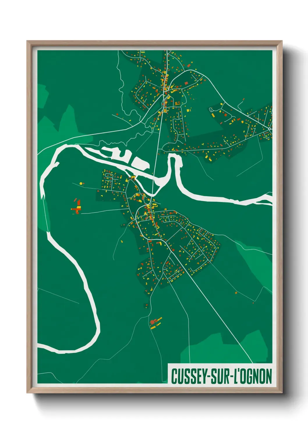 Un poster carte Cussey-sur-l'Ognon