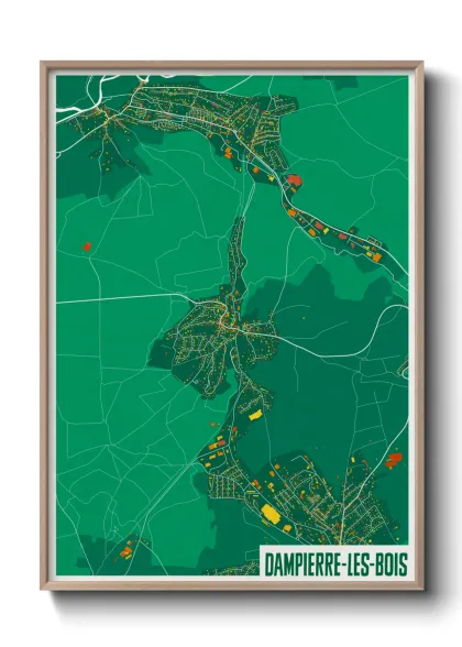 Une affiche de carte sur Dampierre-les-Bois