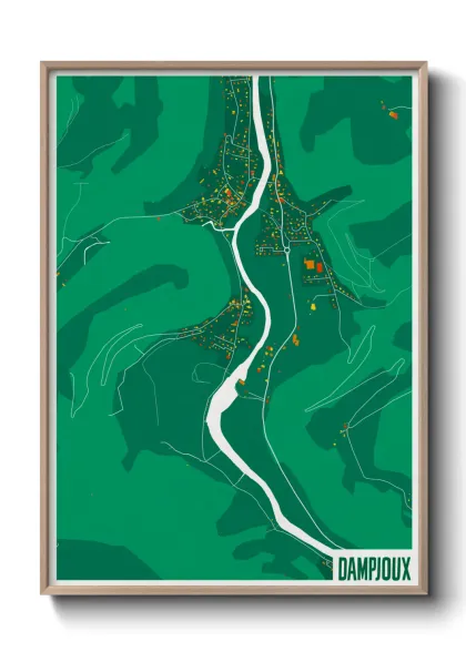 Une affiche de carte sur Dampjoux