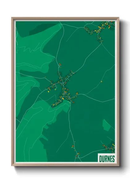 Une affiche de carte sur Durnes