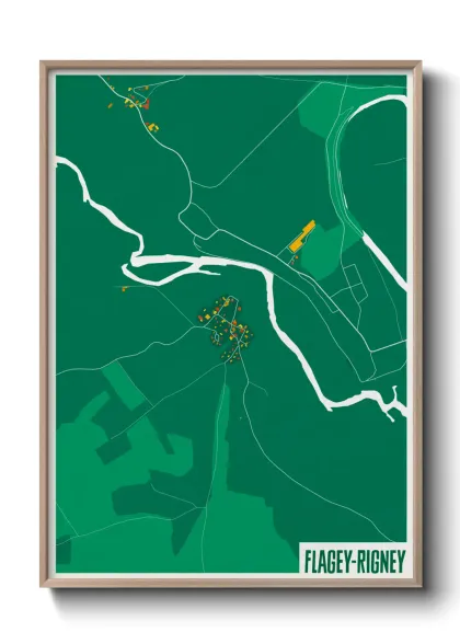 Une affiche de carte sur Flagey-Rigney