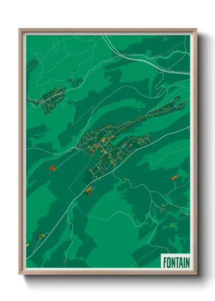 Une affiche de carte sur Fontain