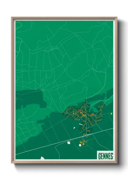 Une affiche de carte sur Gennes