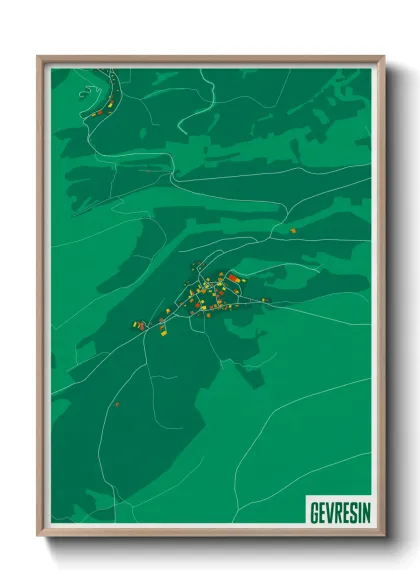 Une affiche de carte sur Gevresin