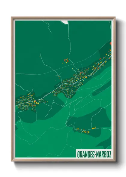 Une affiche de carte sur Granges-Narboz