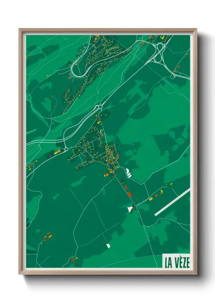 Une affiche de carte sur La Vèze