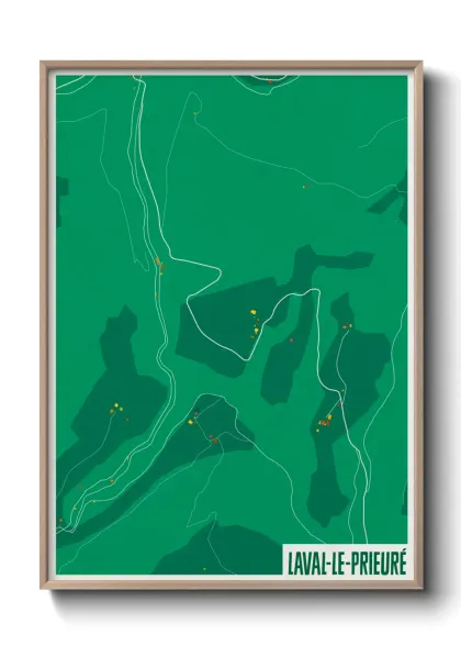 Une affiche de carte sur Laval-le-Prieuré