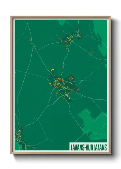 Une affiche de carte sur Lavans-Vuillafans