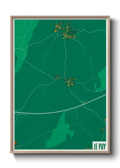 Une affiche de carte sur Le Puy