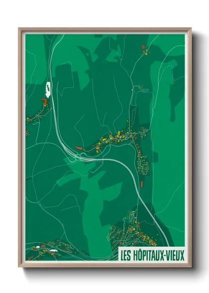 Une affiche de carte sur Les Hôpitaux-Vieux