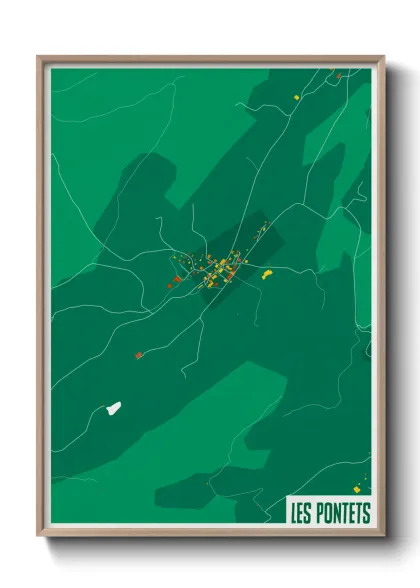 Une affiche de carte sur Les Pontets