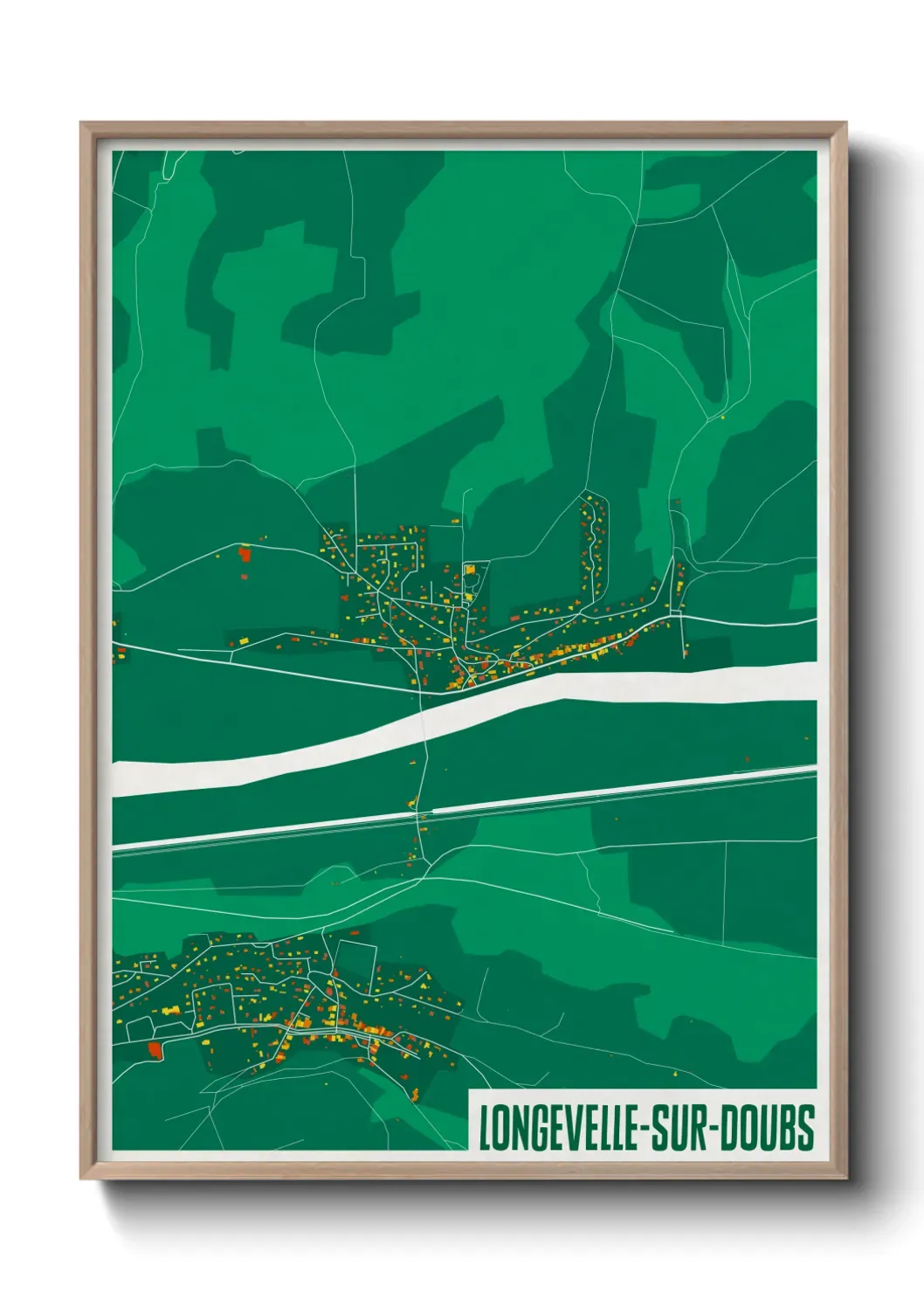Un poster carte Longevelle-sur-Doubs