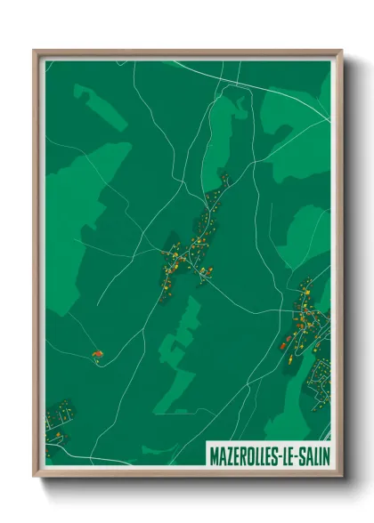 Une affiche de carte sur Mazerolles-le-Salin