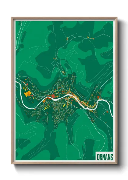 Une affiche de carte sur Ornans