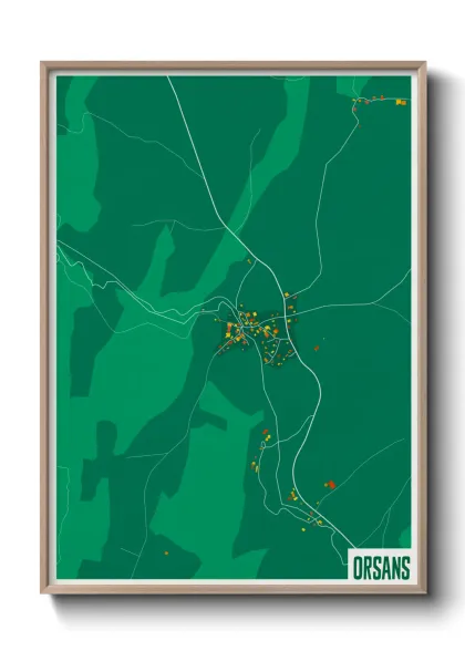 Une affiche de carte sur Orsans