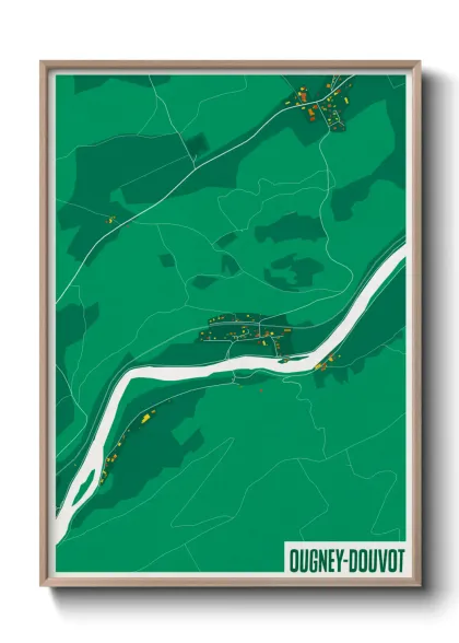 Une affiche de carte sur Ougney-Douvot
