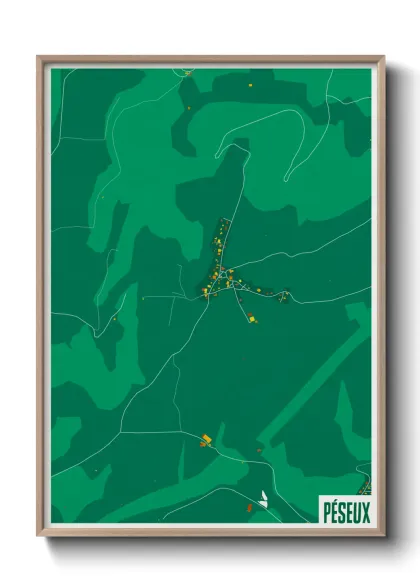 Une affiche de carte sur Péseux