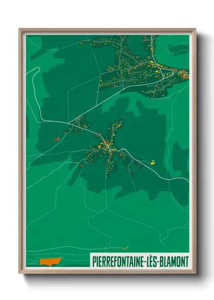 Une affiche de carte sur Pierrefontaine-lès-Blamont