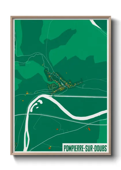 Une affiche de carte sur Pompierre-sur-Doubs