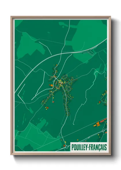 Une affiche de carte sur Pouilley-Français
