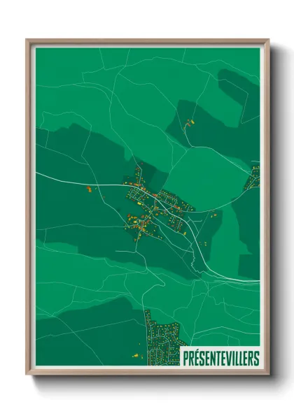 Une affiche de carte sur Présentevillers