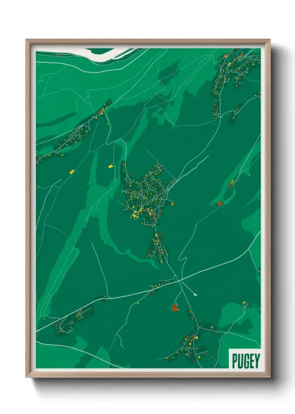 Une affiche de carte sur Pugey