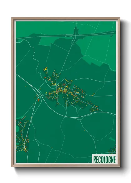 Une affiche de carte sur Recologne