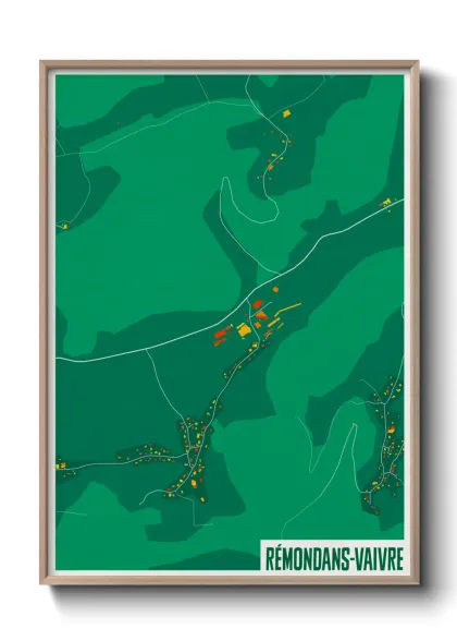 Une affiche de carte sur Rémondans-Vaivre