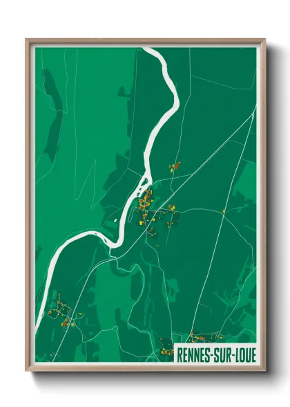 Une affiche de carte sur Rennes-sur-Loue
