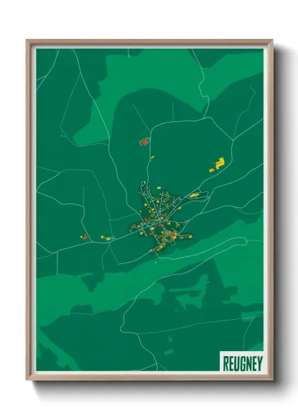 Une affiche de carte sur Reugney