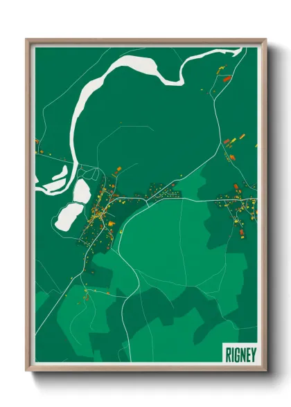 Une affiche de carte sur Rigney