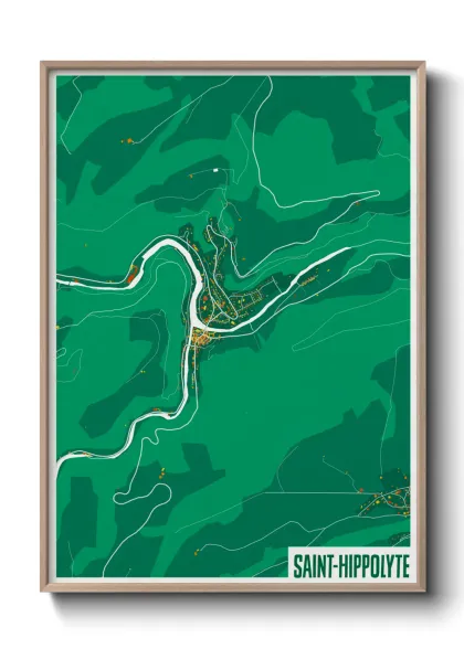 Une affiche de carte sur Saint-Hippolyte