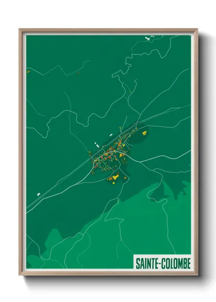 Une affiche de carte sur Sainte-Colombe