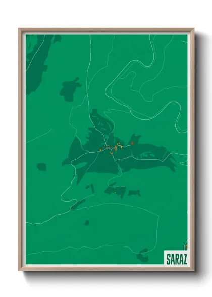 Une affiche de carte sur Saraz