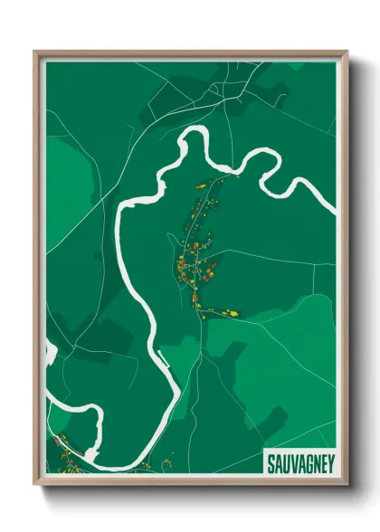 Une affiche de carte sur Sauvagney