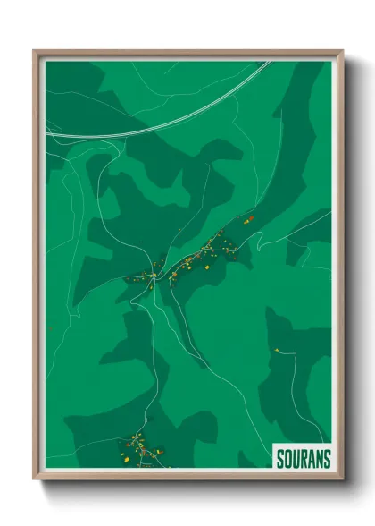 Une affiche de carte sur Sourans