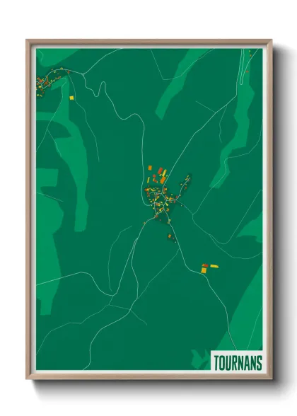 Une affiche de carte sur Tournans