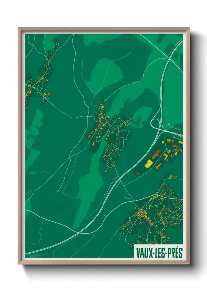 Une affiche de carte sur Vaux-les-Prés