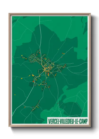 Une affiche de carte sur Vercel-Villedieu-le-Camp